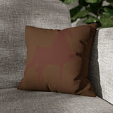 Faux Suede Square Pillow Case Brown on Brown Saddlebred Print - AdeleEmbroidery