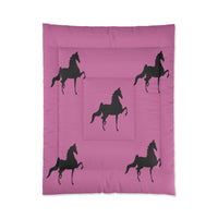 Comforter Pink with Saddlebred Print - AdeleEmbroidery