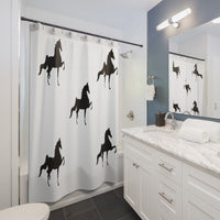 Saddlebred Shower Curtains White - AdeleEmbroidery