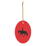 Ceramic Ornaments Red with English Rider - AdeleEmbroidery