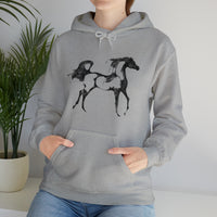 Unisex Heavy Blend™ Hooded Sweatshirt Arabian Horse front Print - AdeleEmbroidery