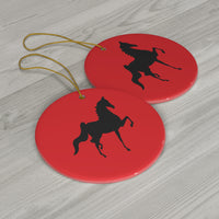 Ceramic Ornaments Red with Saddlebred Print on both sides - AdeleEmbroidery