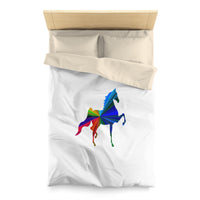 Microfiber Duvet Cover MultiColor Saddlebred Print White (Base Cream) - AdeleEmbroidery