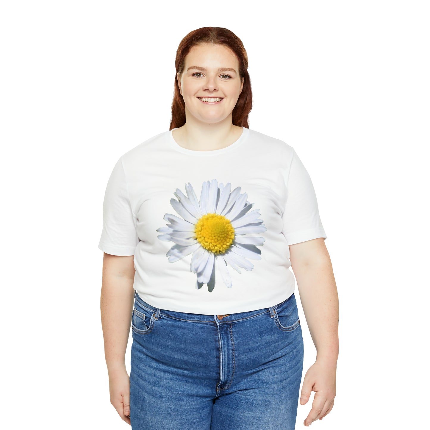 Unisex Jersey Short Sleeve Tee with White Daisy Print