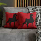 Saddlebred Print Spun Polyester Square Pillow Case RED - AdeleEmbroidery