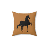 Saddlebred Print Spun Polyester Square Pillow Light Brown/Tan - AdeleEmbroidery