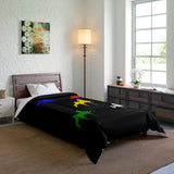 Comforter Black with Multi-Color Saddlebred Print - AdeleEmbroidery