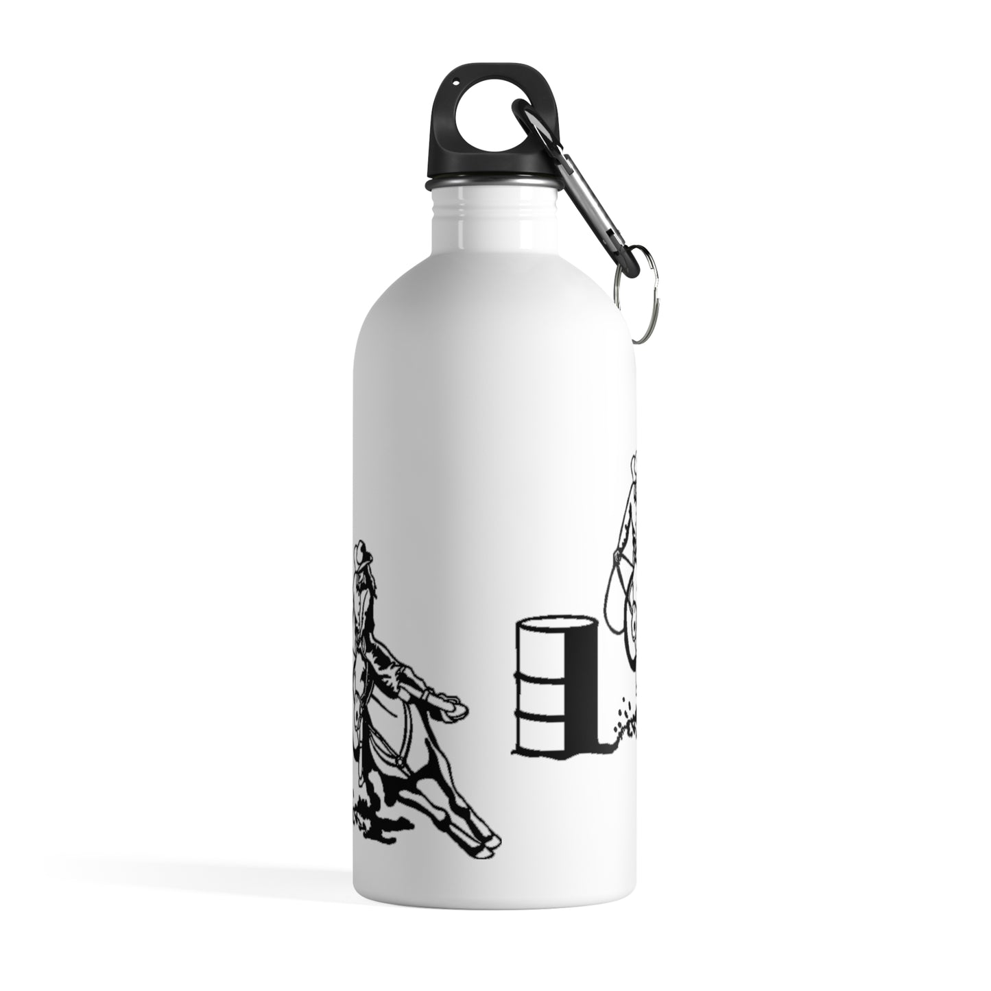 Barrel Racing Print Stainless Steel Water Bottle WHITE - AdeleEmbroidery