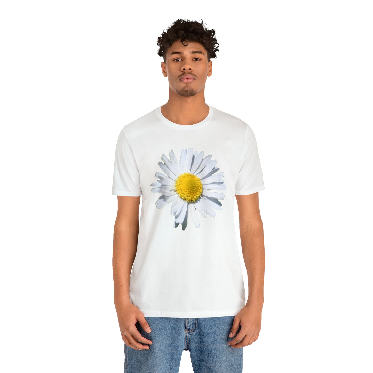 Unisex Jersey Short Sleeve Tee with White Daisy Print