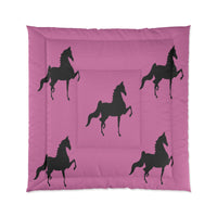 Comforter Pink with Saddlebred Print - AdeleEmbroidery