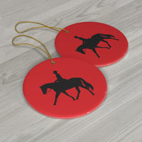 Ceramic Ornaments Red with English Rider - AdeleEmbroidery