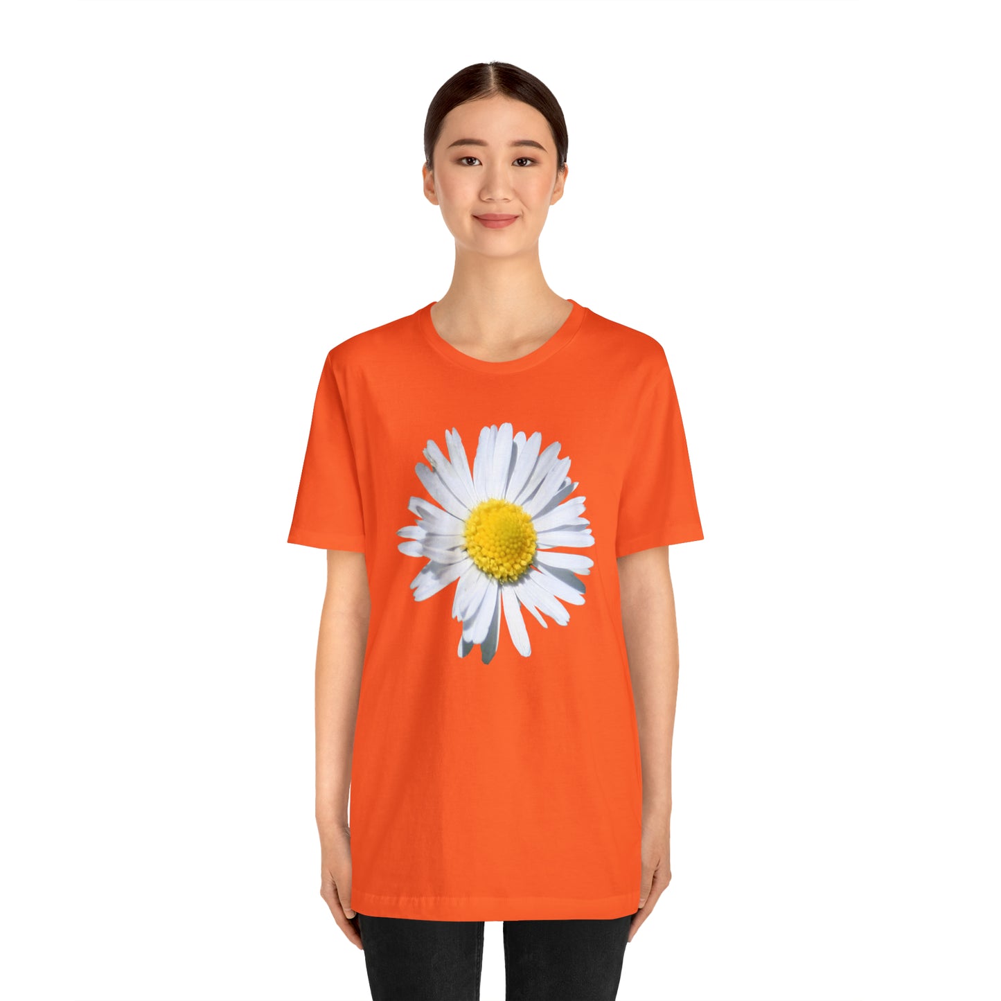 Unisex Jersey Short Sleeve Tee with White Daisy Print