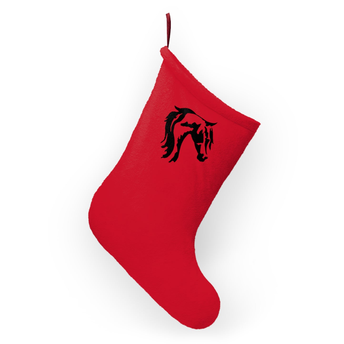 Christmas Stockings Red with Black Arabian Horse - AdeleEmbroidery