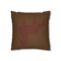 Faux Suede Square Pillow Case Brown on Brown Saddlebred Print - AdeleEmbroidery