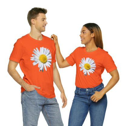 Unisex Jersey Short Sleeve Tee with White Daisy Print