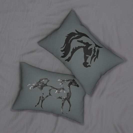 Arabian Horse Print Spun Polyester Lumbar Pillow - AdeleEmbroidery