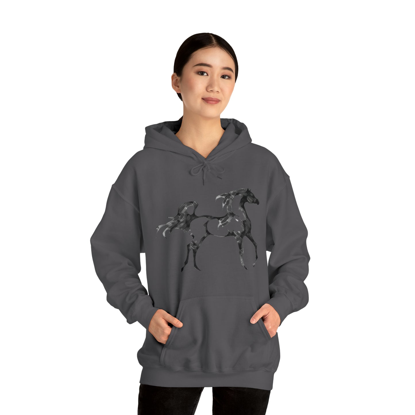 Unisex Heavy Blend™ Hooded Sweatshirt Arabian Horse front Print - AdeleEmbroidery