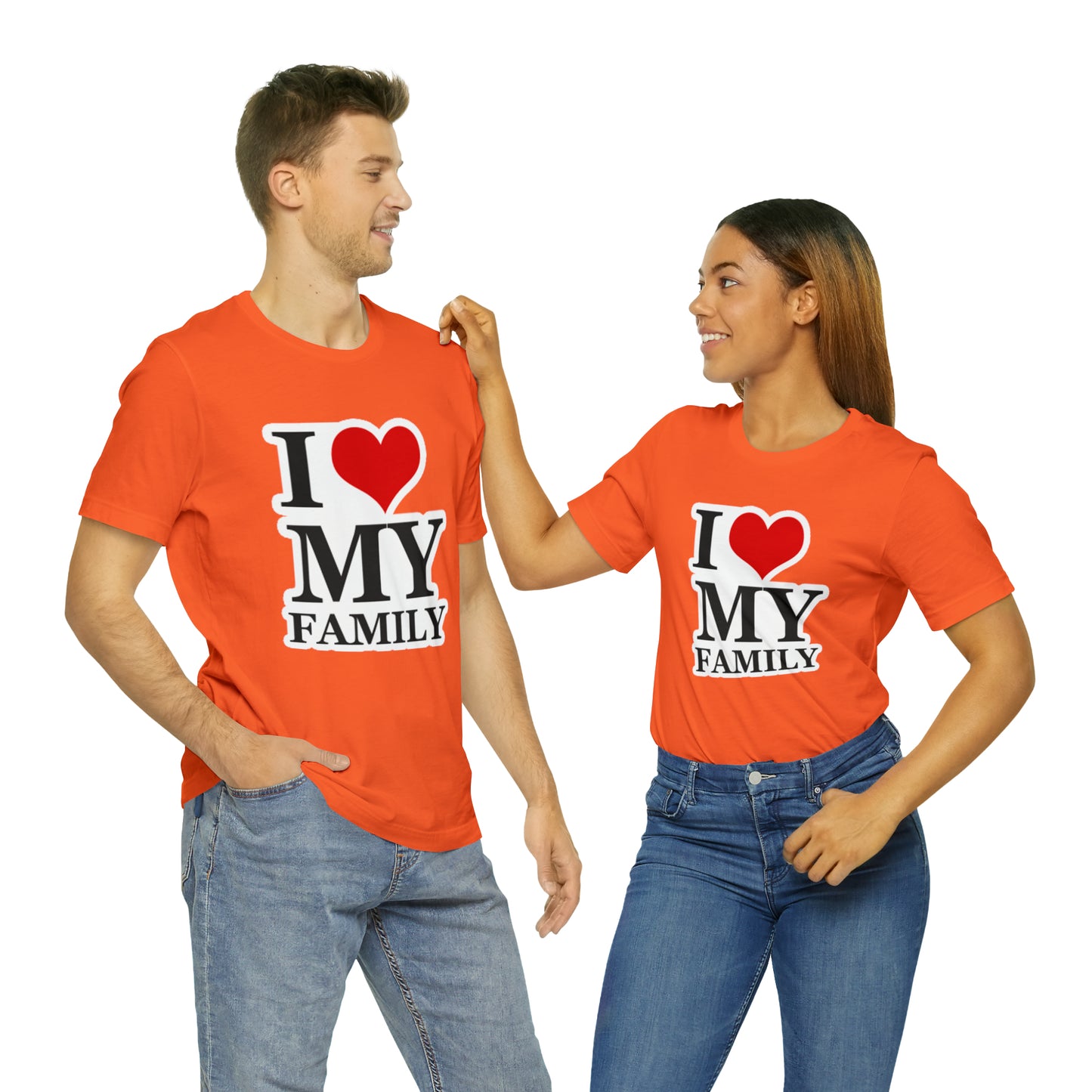 Unisex Jersey Short Sleeve Tee with I Love My Family Print