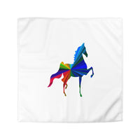 Microfiber Duvet Cover MultiColor Saddlebred Print White (Base Cream) - AdeleEmbroidery