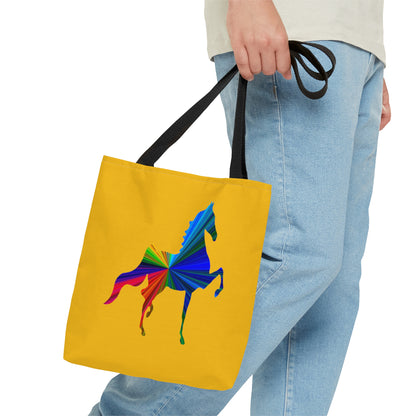 Saddlebred Multi Color Print Yellow Tote Bag - AdeleEmbroidery