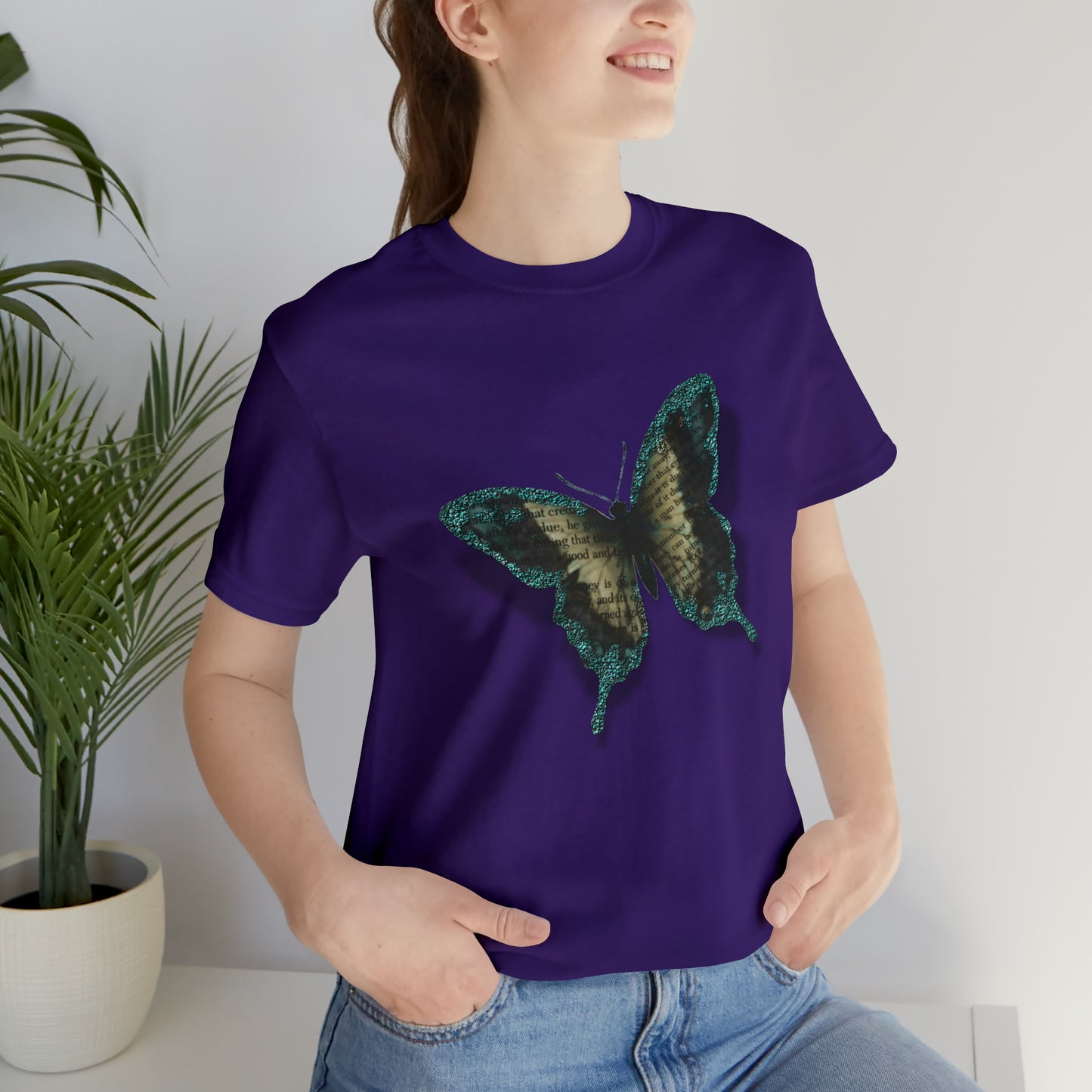 Unisex Jersey Short Sleeve Tee with Butterfly Print