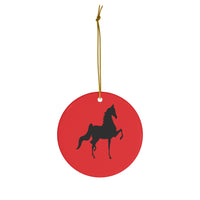 Ceramic Ornaments Red with Saddlebred Print on both sides - AdeleEmbroidery