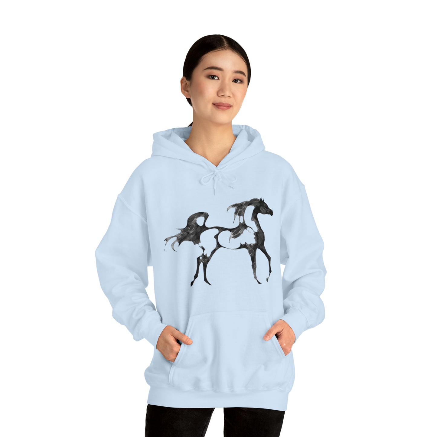 Unisex Heavy Blend™ Hooded Sweatshirt Arabian Horse front Print - AdeleEmbroidery