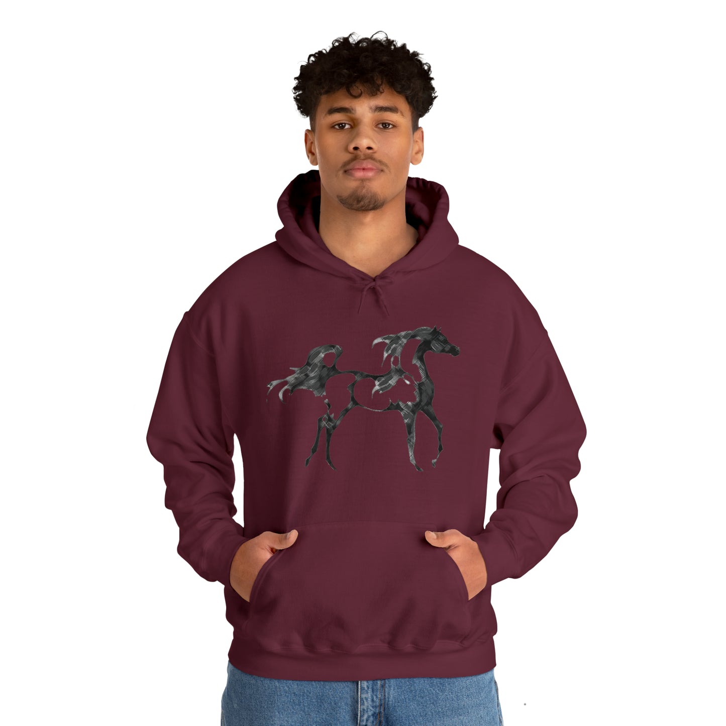 Unisex Heavy Blend™ Hooded Sweatshirt Arabian Horse front Print - AdeleEmbroidery