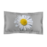 Microfiber Pillow Sham Light Grey with White Daisy
