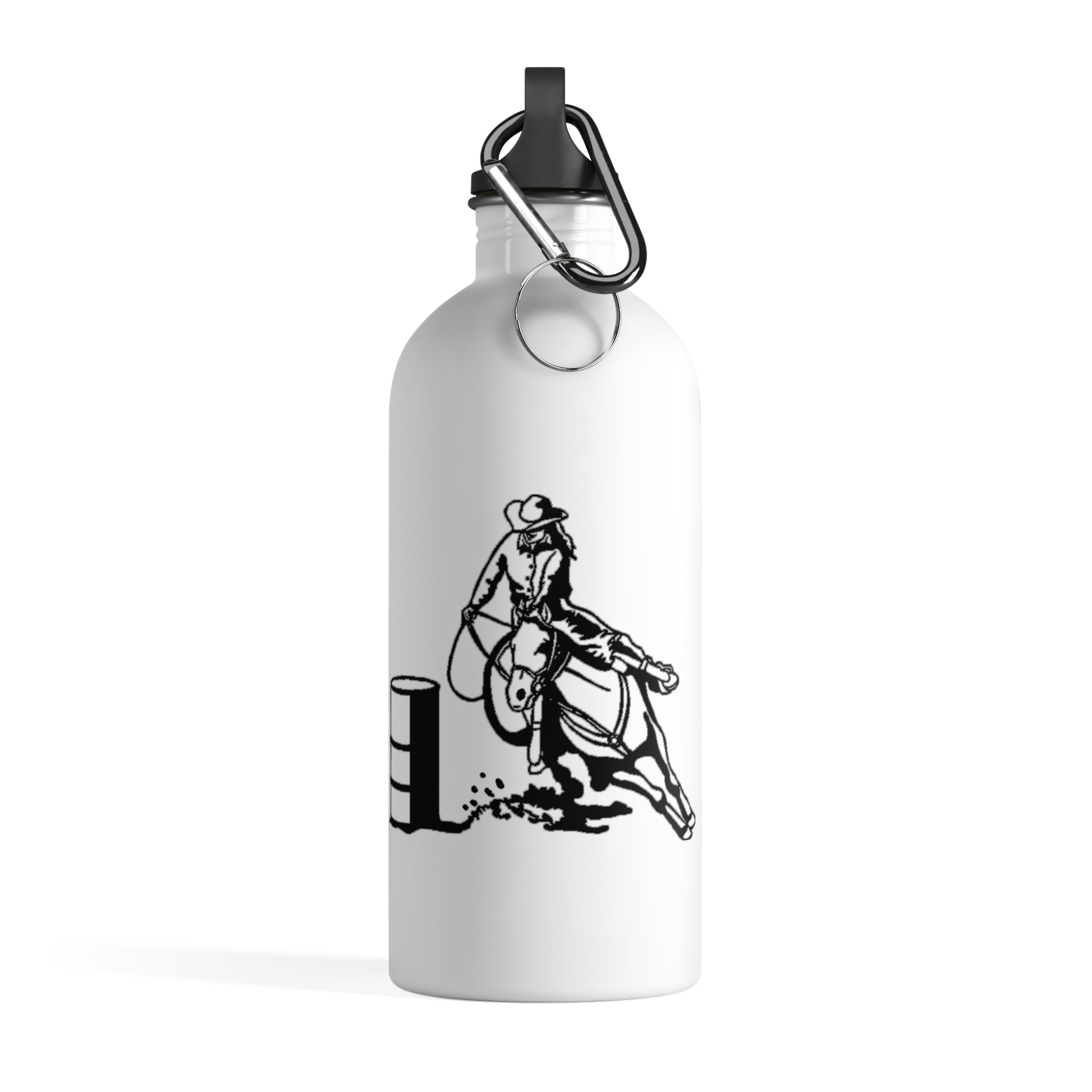 Barrel Racing Print Stainless Steel Water Bottle WHITE - AdeleEmbroidery