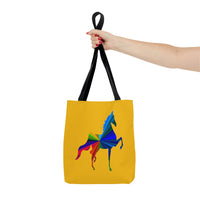 Saddlebred Multi Color Print Yellow Tote Bag - AdeleEmbroidery