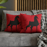 Saddlebred Print Spun Polyester Square Pillow Case RED - AdeleEmbroidery