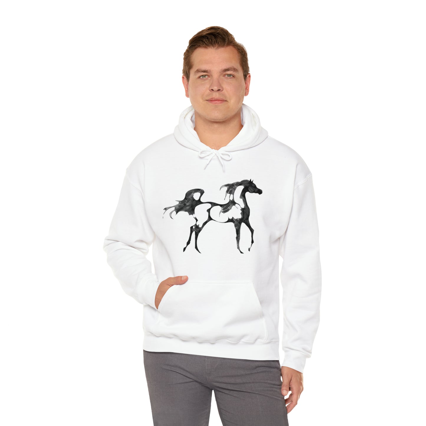 Unisex Heavy Blend™ Hooded Sweatshirt Arabian Horse front Print - AdeleEmbroidery