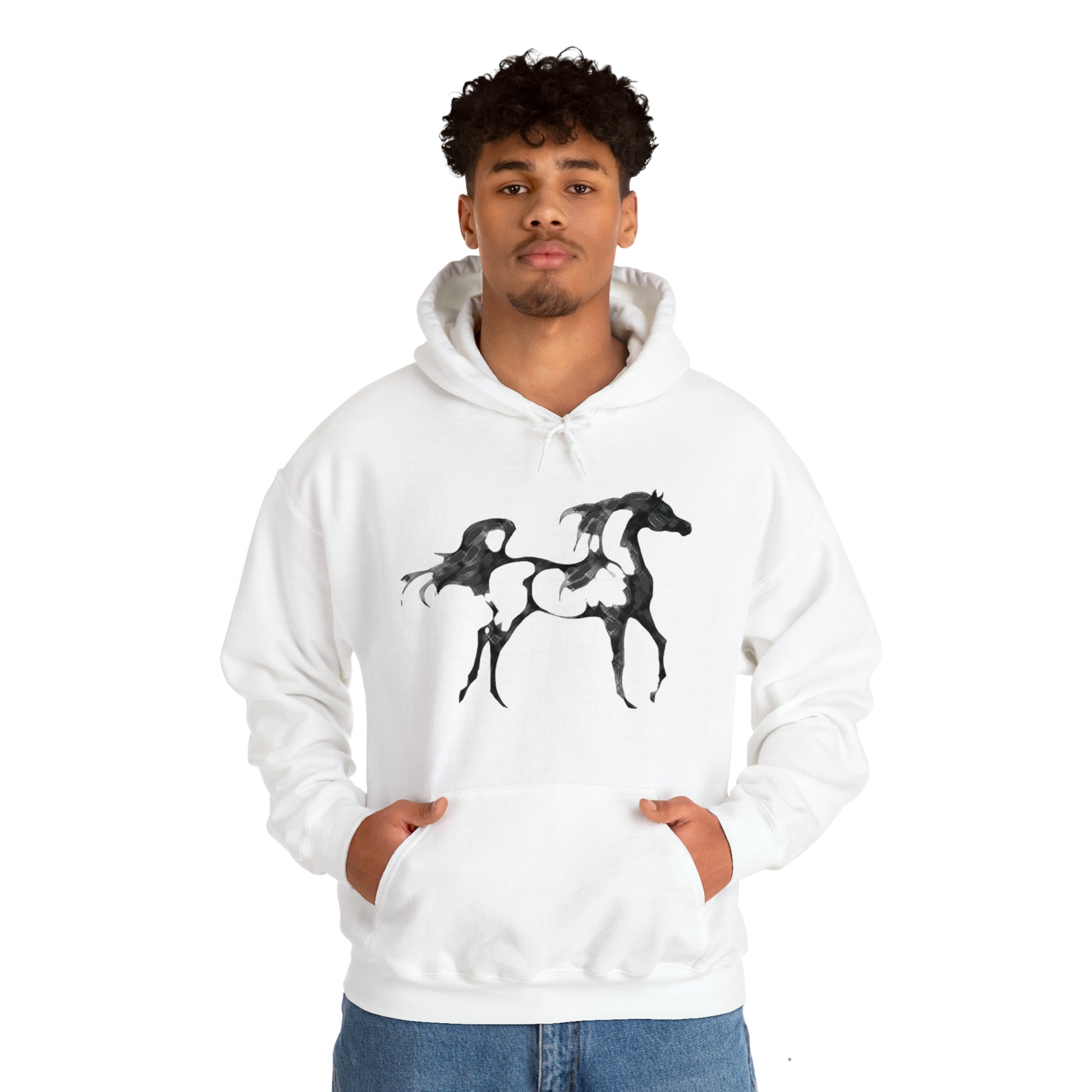 Unisex Heavy Blend™ Hooded Sweatshirt Arabian Horse front Print - AdeleEmbroidery