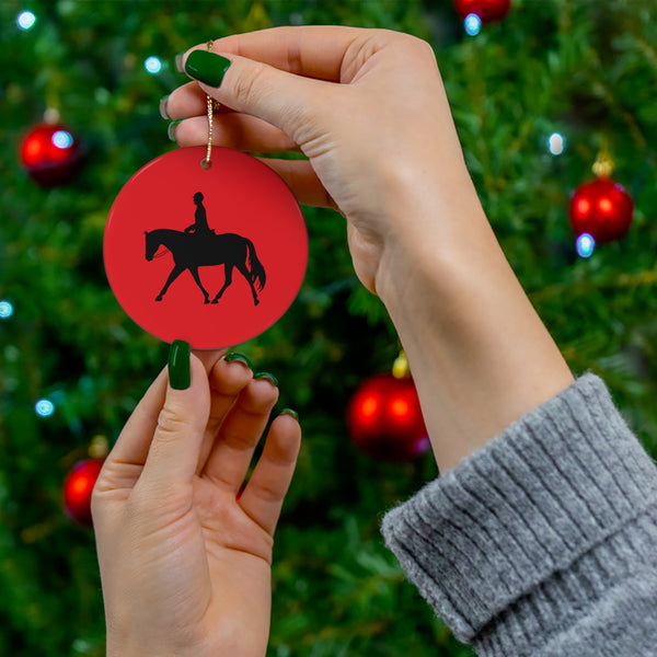 Ceramic Ornaments Red with English Rider - AdeleEmbroidery