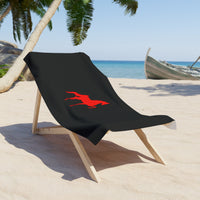 Beach Towel Black with Red Saddlebred Print - AdeleEmbroidery
