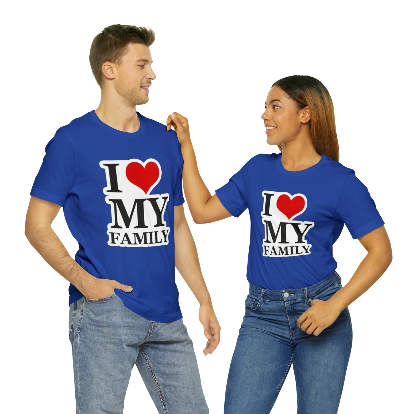 Unisex Jersey Short Sleeve Tee with I Love My Family Print