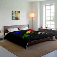 Comforter Black with Multi-Color Saddlebred Print - AdeleEmbroidery