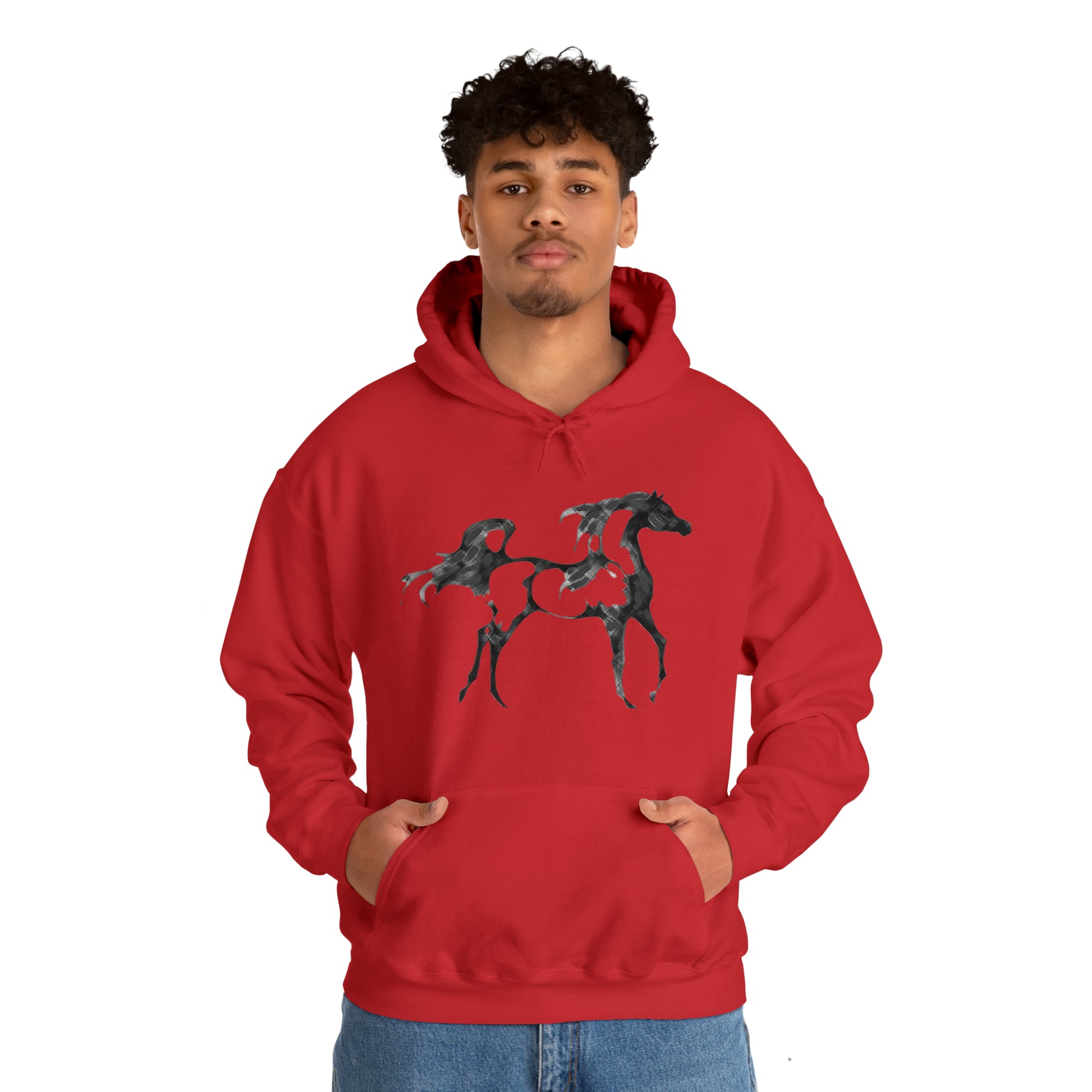 Unisex Heavy Blend™ Hooded Sweatshirt Arabian Horse front Print - AdeleEmbroidery