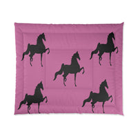 Comforter Pink with Saddlebred Print - AdeleEmbroidery