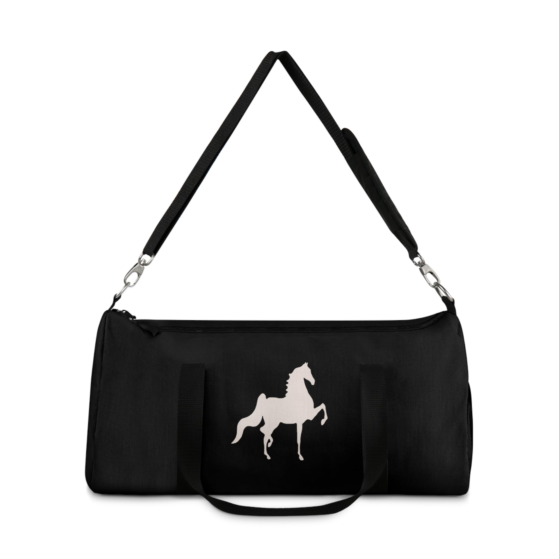 Saddlebred Print Black Duffel Bag - AdeleEmbroidery