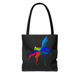 Saddlebred Multi Color Print Black Tote Bag - AdeleEmbroidery