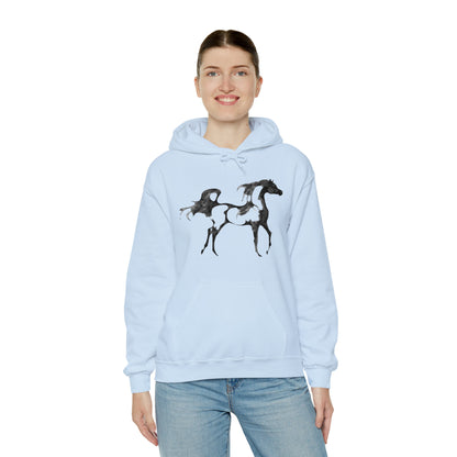 Unisex Heavy Blend™ Hooded Sweatshirt Arabian Horse front Print - AdeleEmbroidery