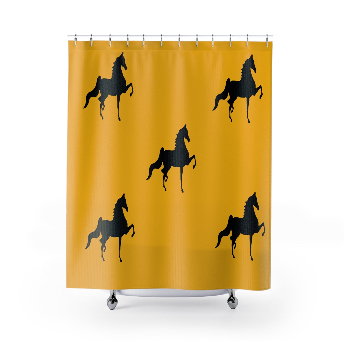 Saddlebred Shower Curtains Yellow(Mustard) - AdeleEmbroidery