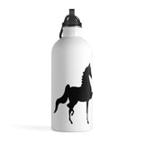 Saddlebred Print Stainless Steel Water Bottle WHITE - AdeleEmbroidery