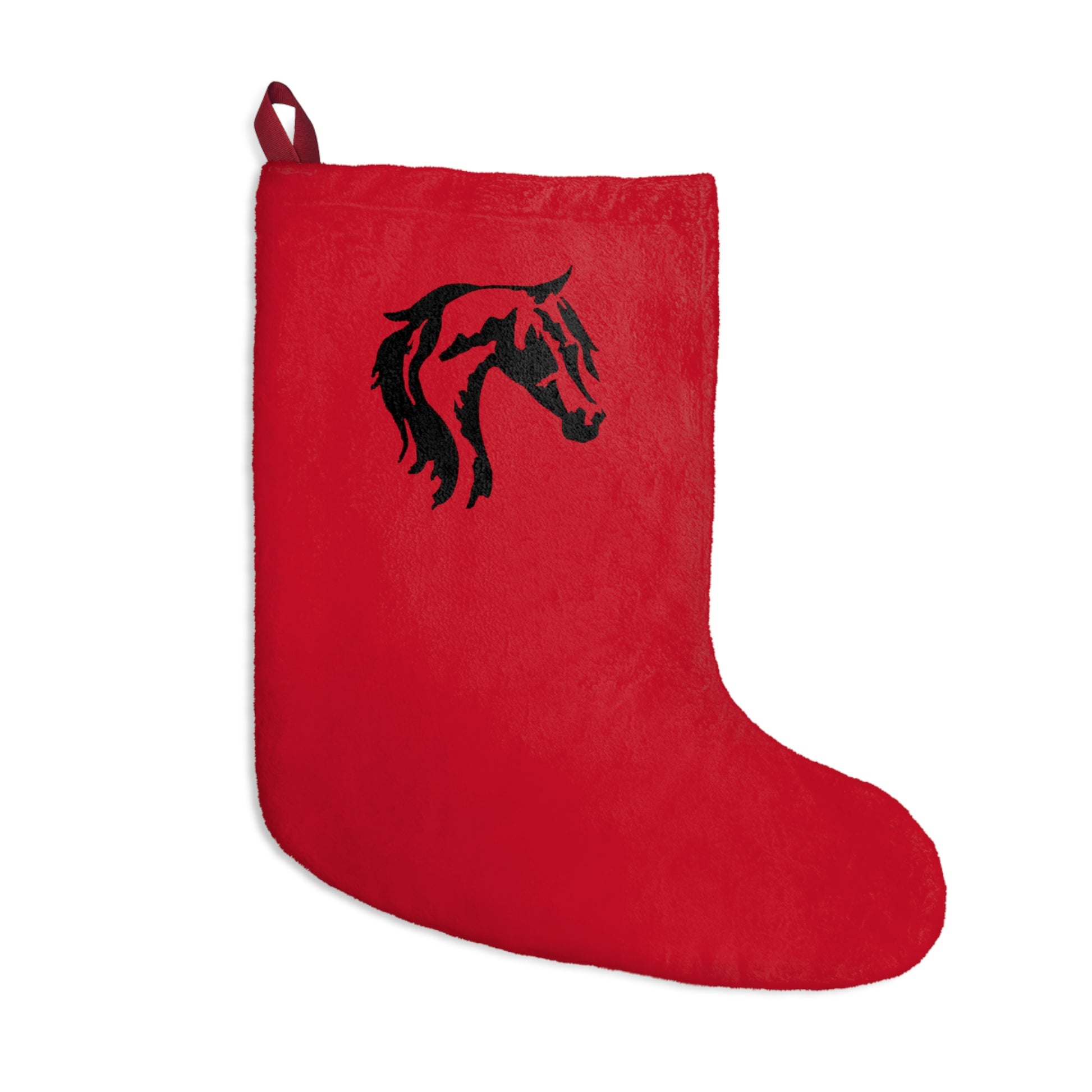 Christmas Stockings Red with Black Arabian Horse - AdeleEmbroidery