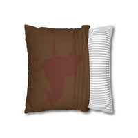 Faux Suede Square Pillow Case Brown on Brown Saddlebred Print - AdeleEmbroidery