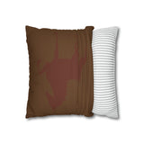 Faux Suede Square Pillow Case Brown on Brown Saddlebred Print - AdeleEmbroidery