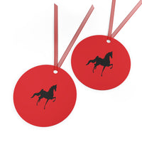 Metal Ornaments Red with Saddlebred Print