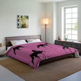 Comforter Pink with Saddlebred Print - AdeleEmbroidery